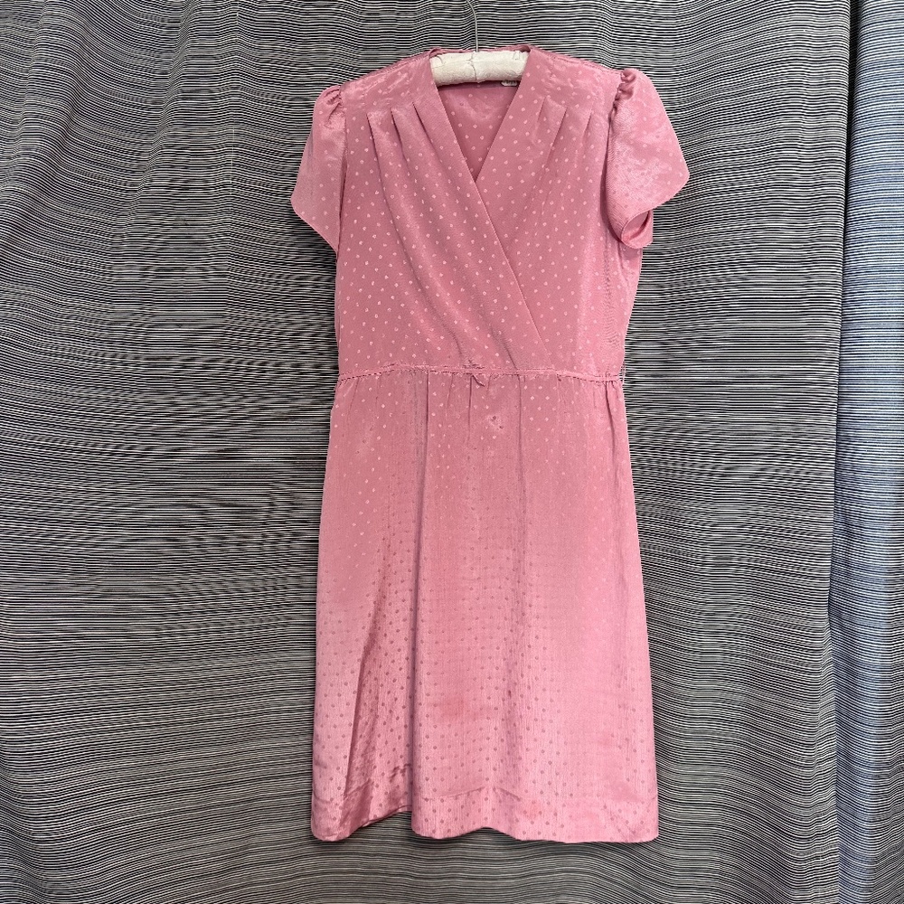 Lady Carol Petites of New York Vintage Short Sleeved Pink Dress Size 10P